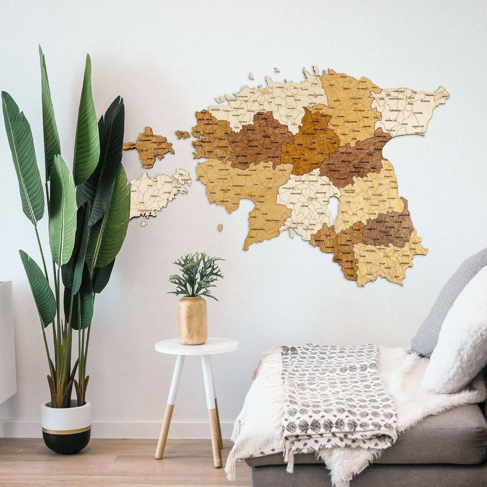 Estonia Wooden Map