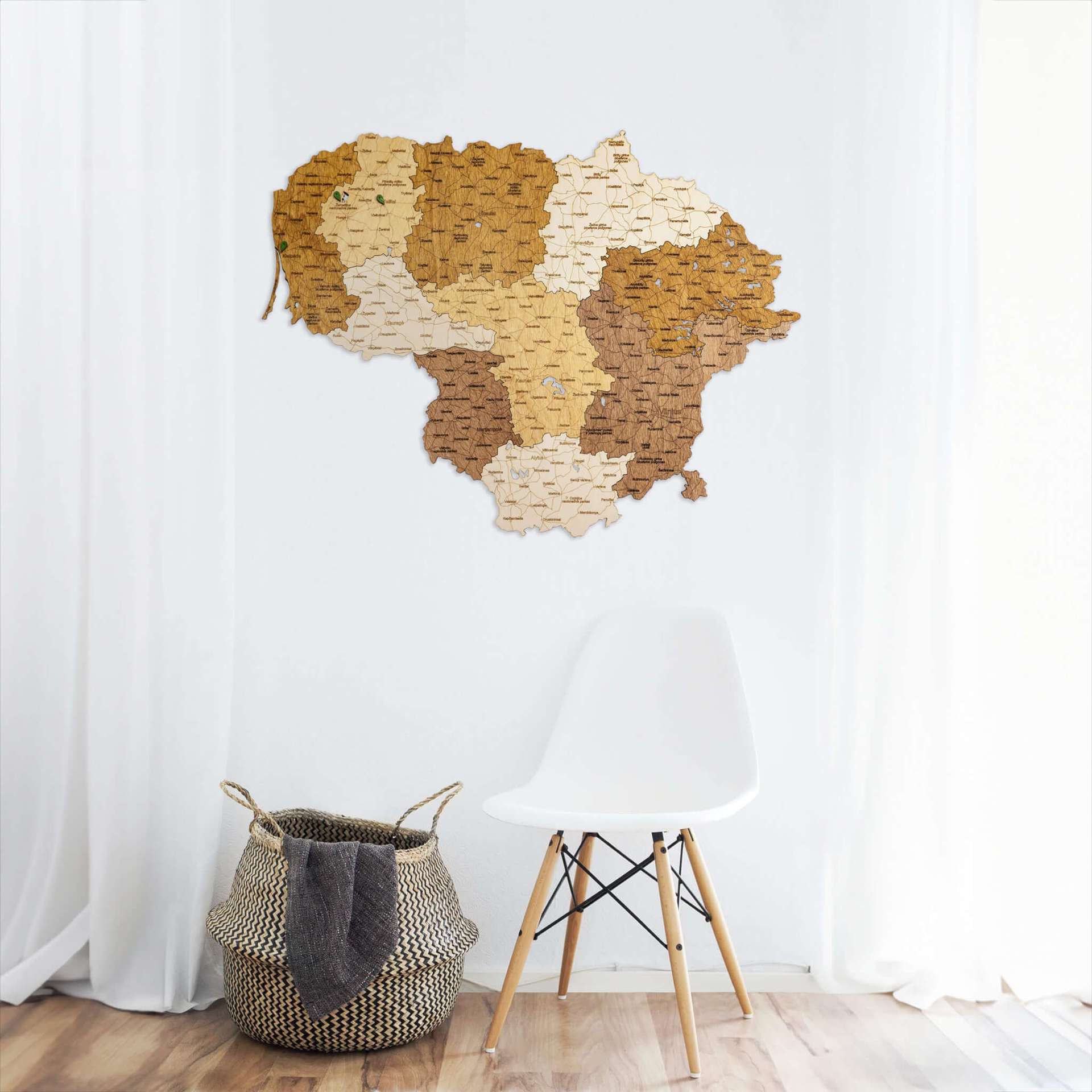 Lituanie Carte en bois