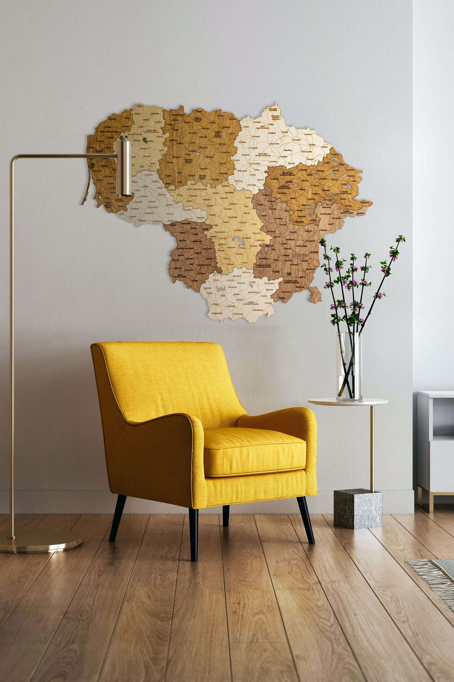 Lituanie Carte en bois