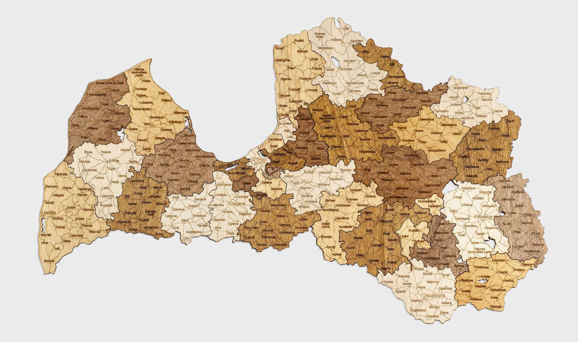 Latvia Wooden Map