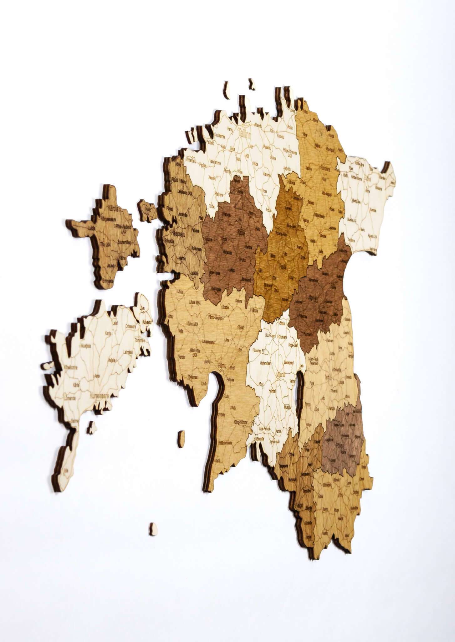 Estonia Wooden Map