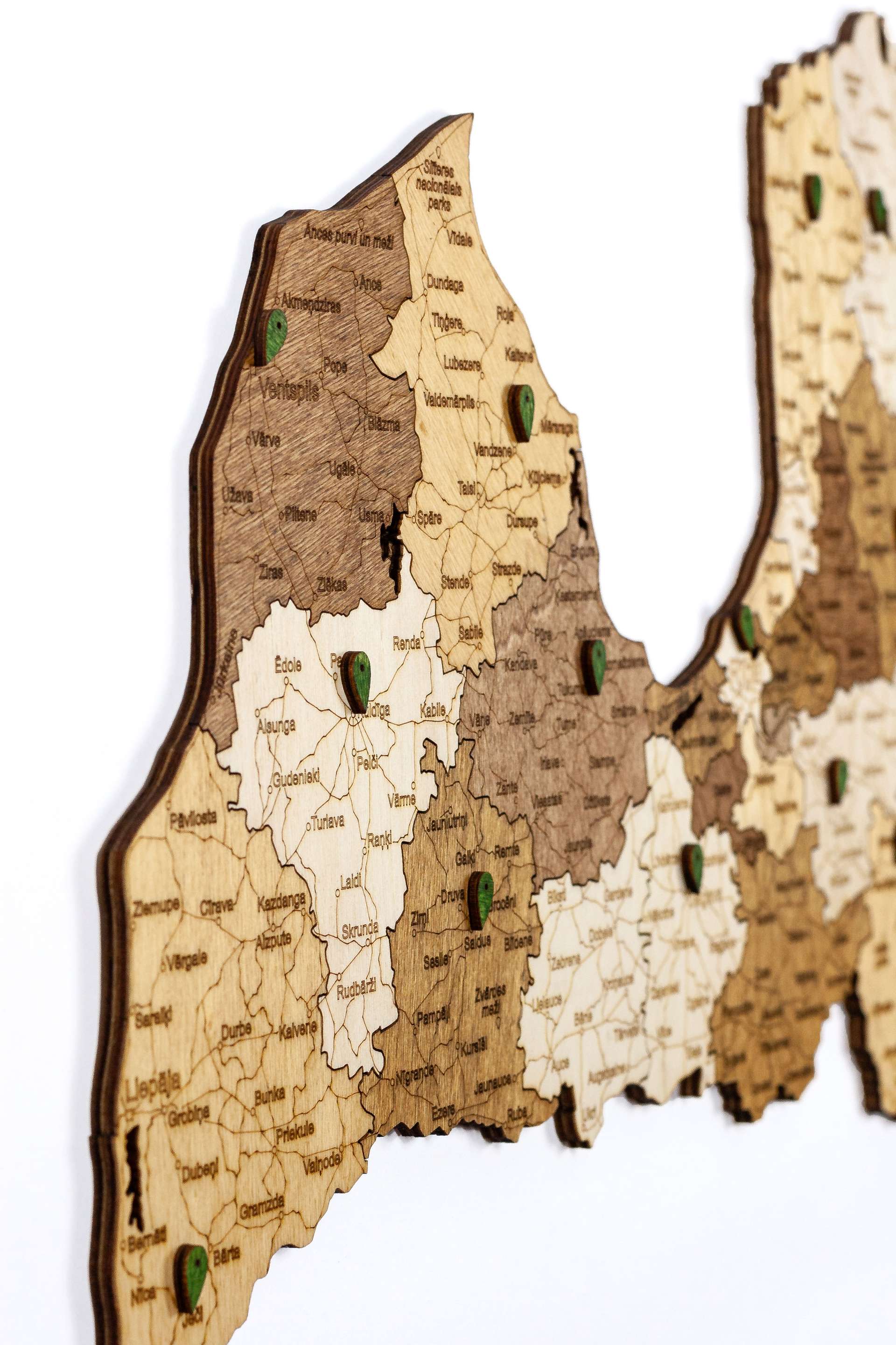 Latvia Wooden Map