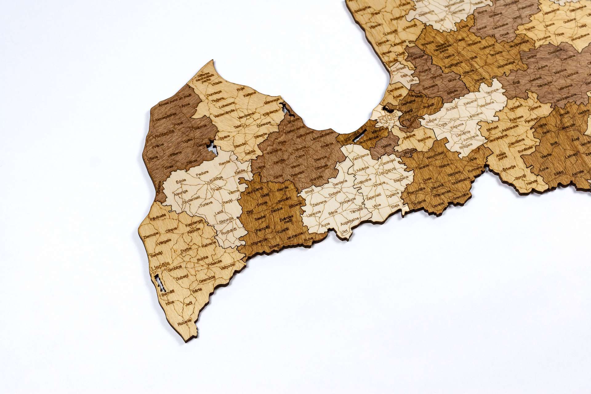 Latvia Wooden Map