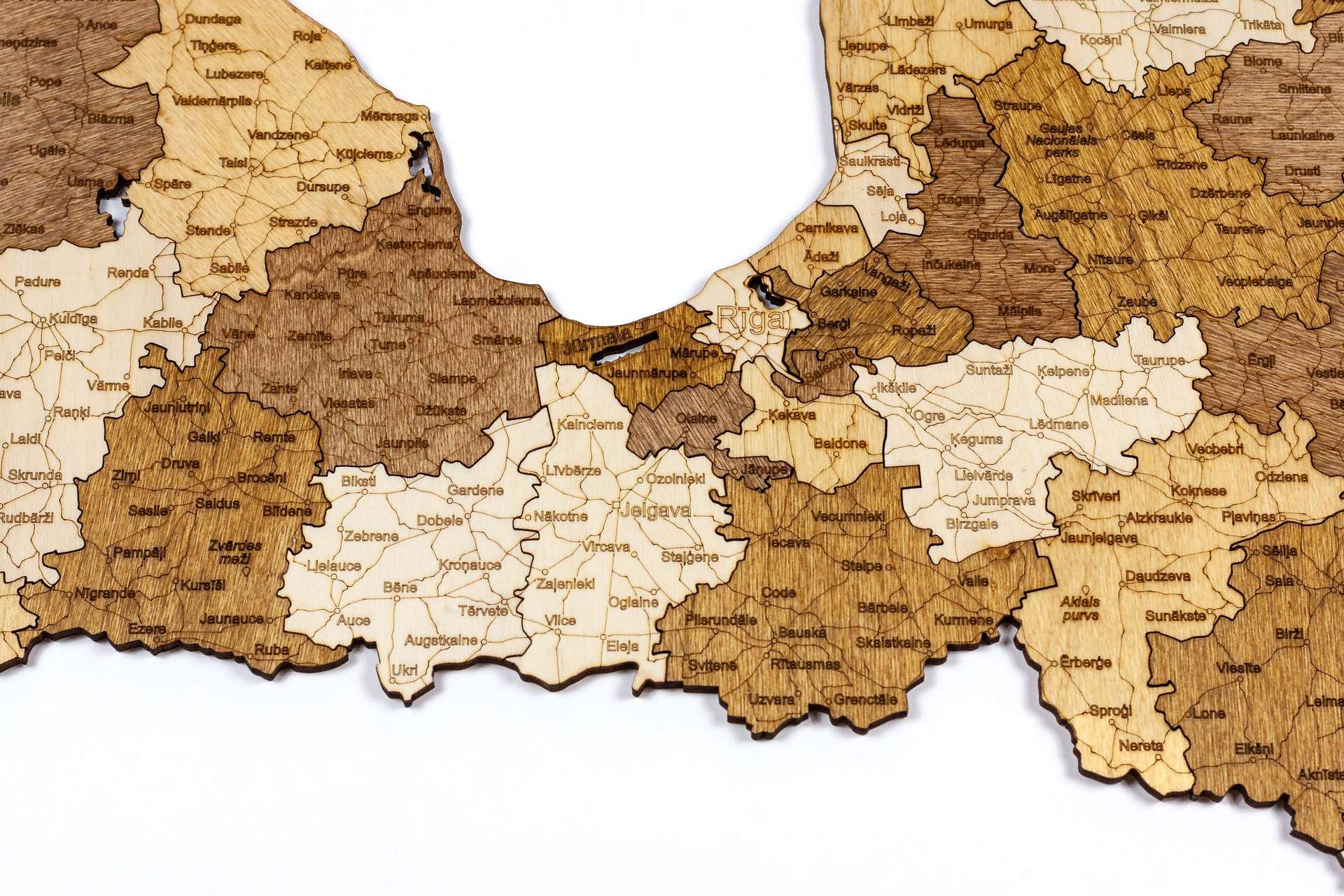 Latvia Wooden Map