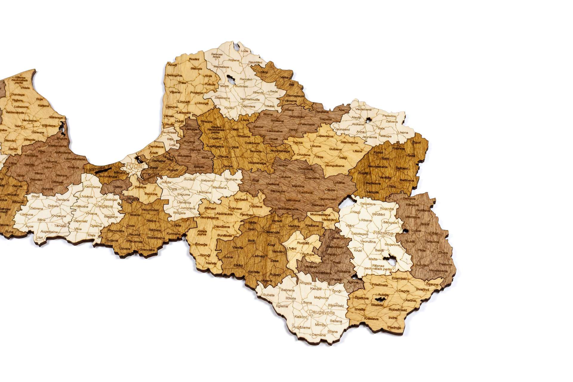 Latvia Wooden Map