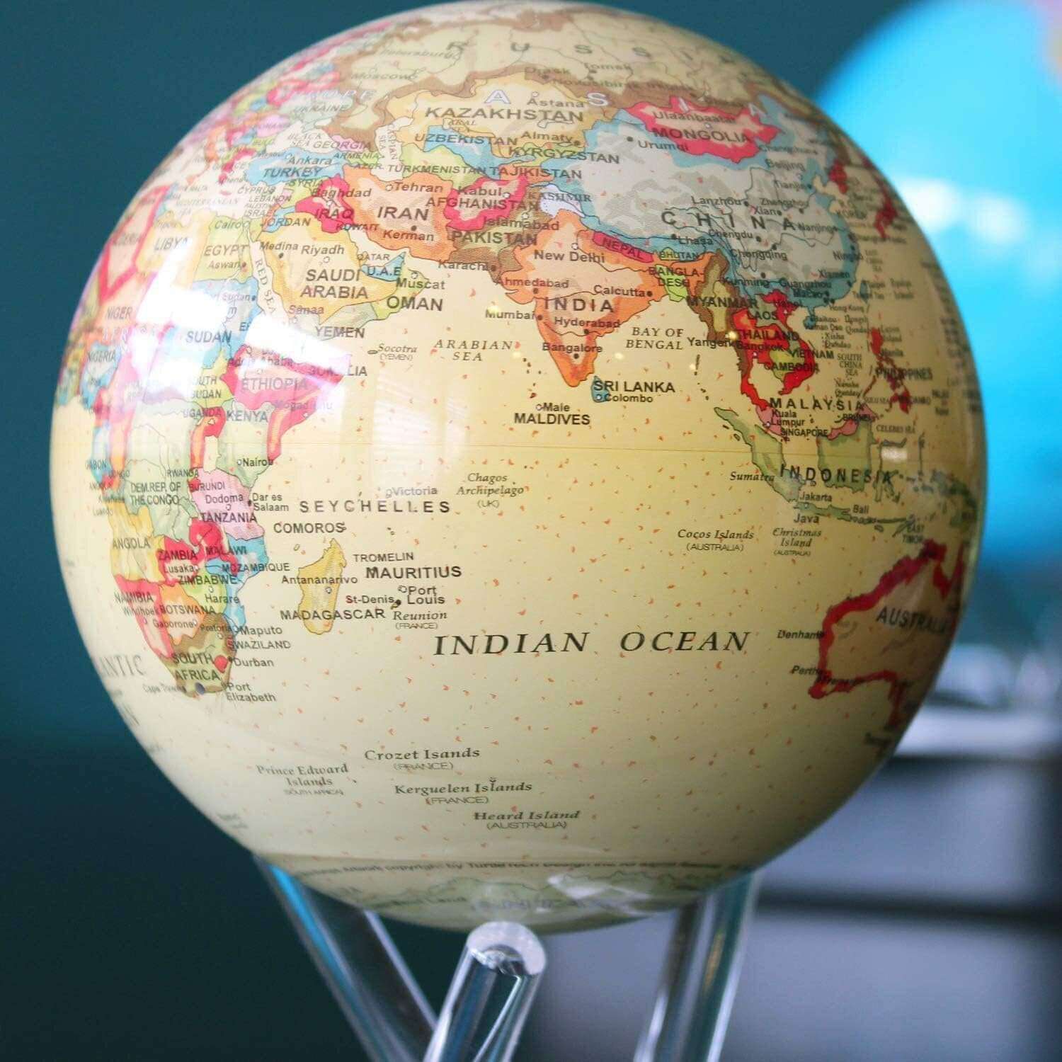 MOVA Yellow Political Map Self Rotating Magnetic Globe