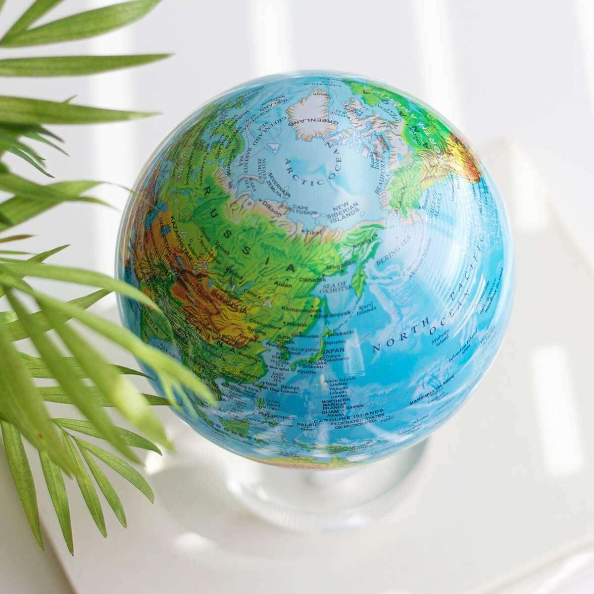 MOVA Blue Relief Map Self Rotating Globe