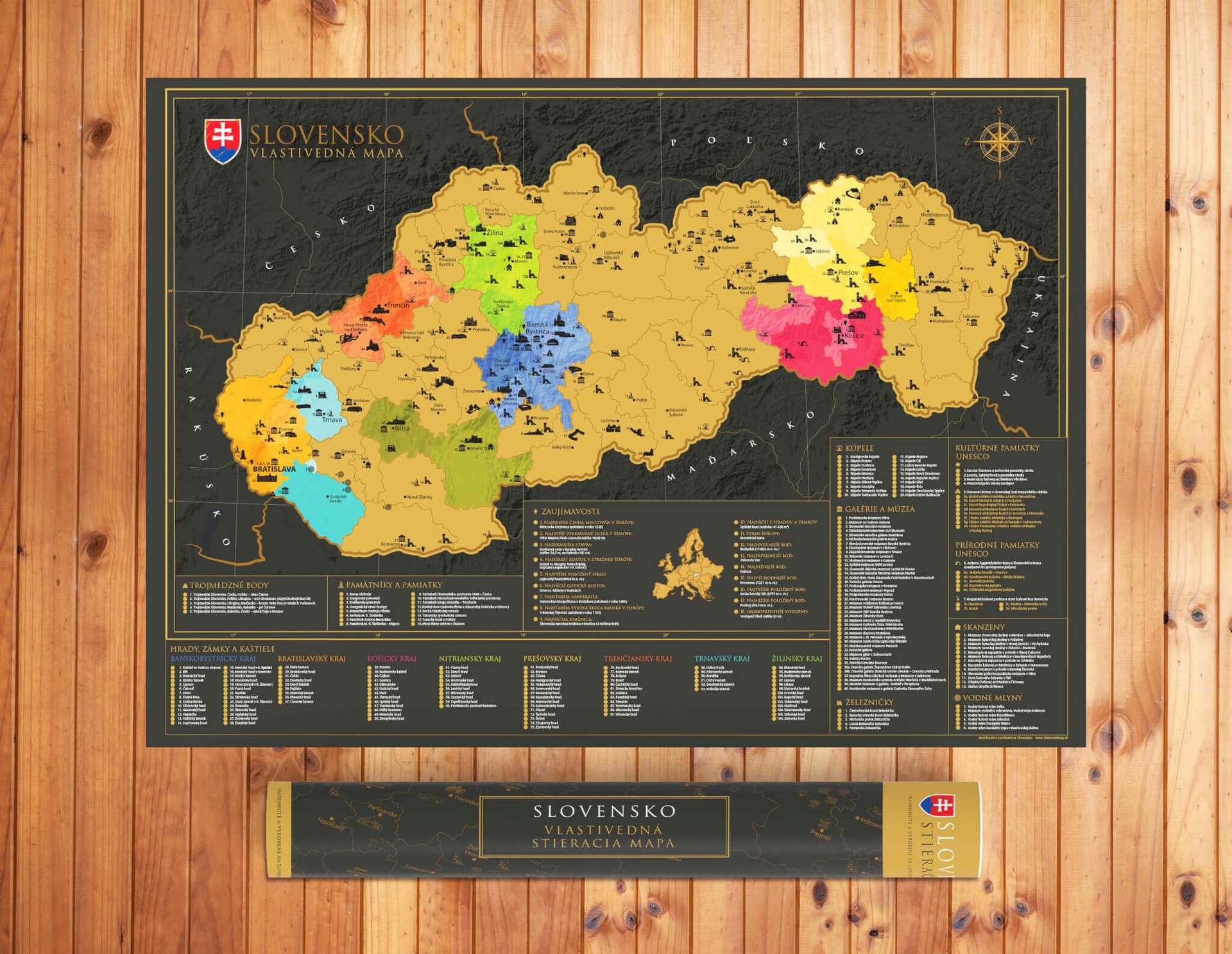 Scratch off map of Slovakia - topographical map