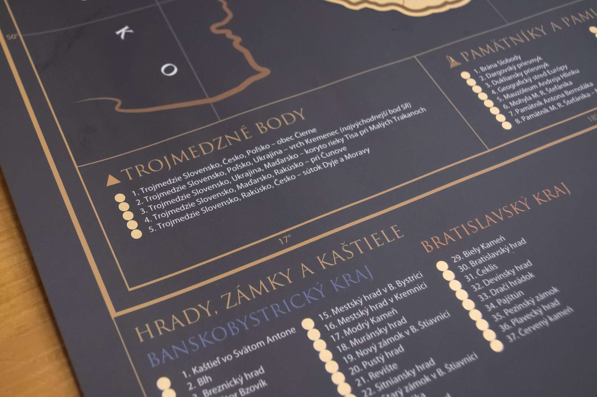 Scratch off map of Slovakia - topographical map