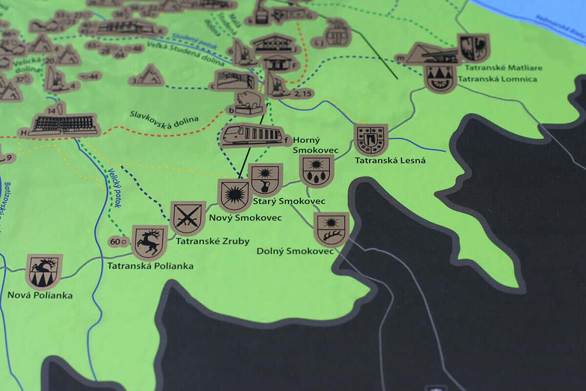 Scratch map of the Western, Belianske and High Tatras