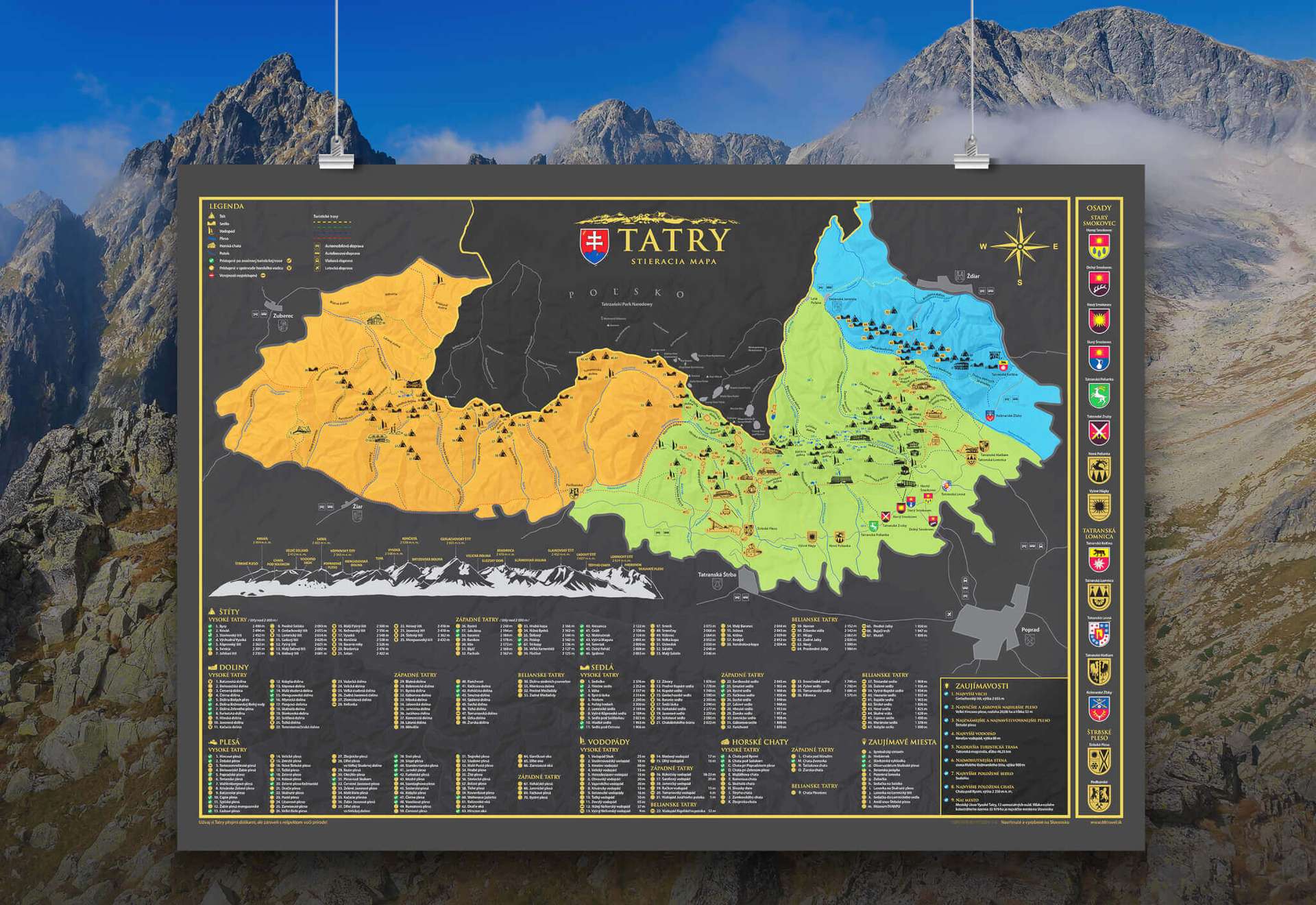 Scratch map of the Western, Belianske and High Tatras