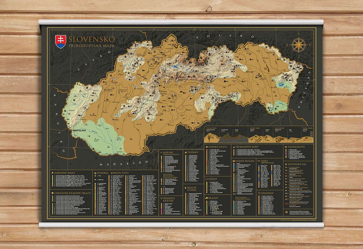 Scratch off map of Slovakia - natural history