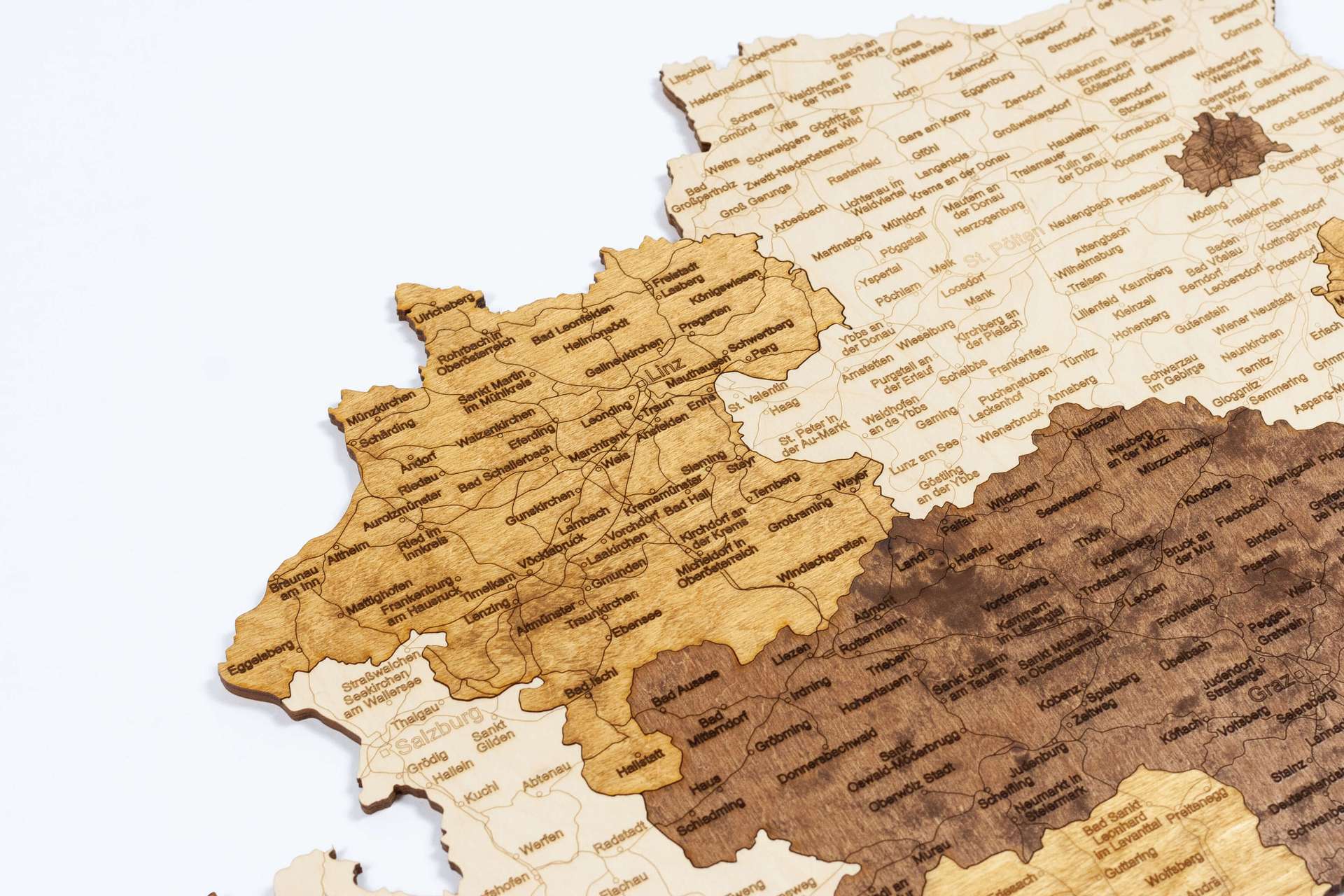 Wooden Map of Austria