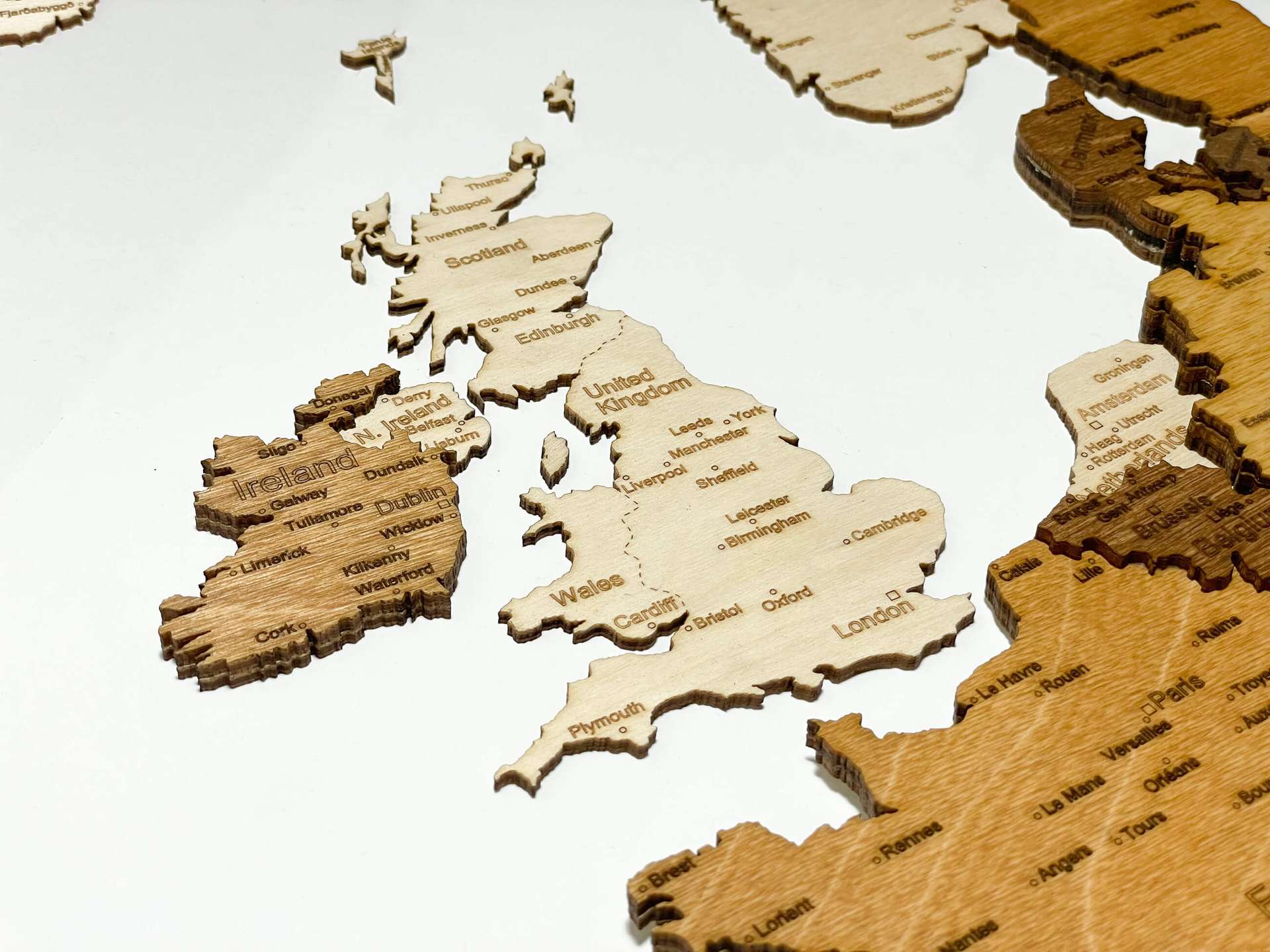 3D Wooden Wall Map of Europe
