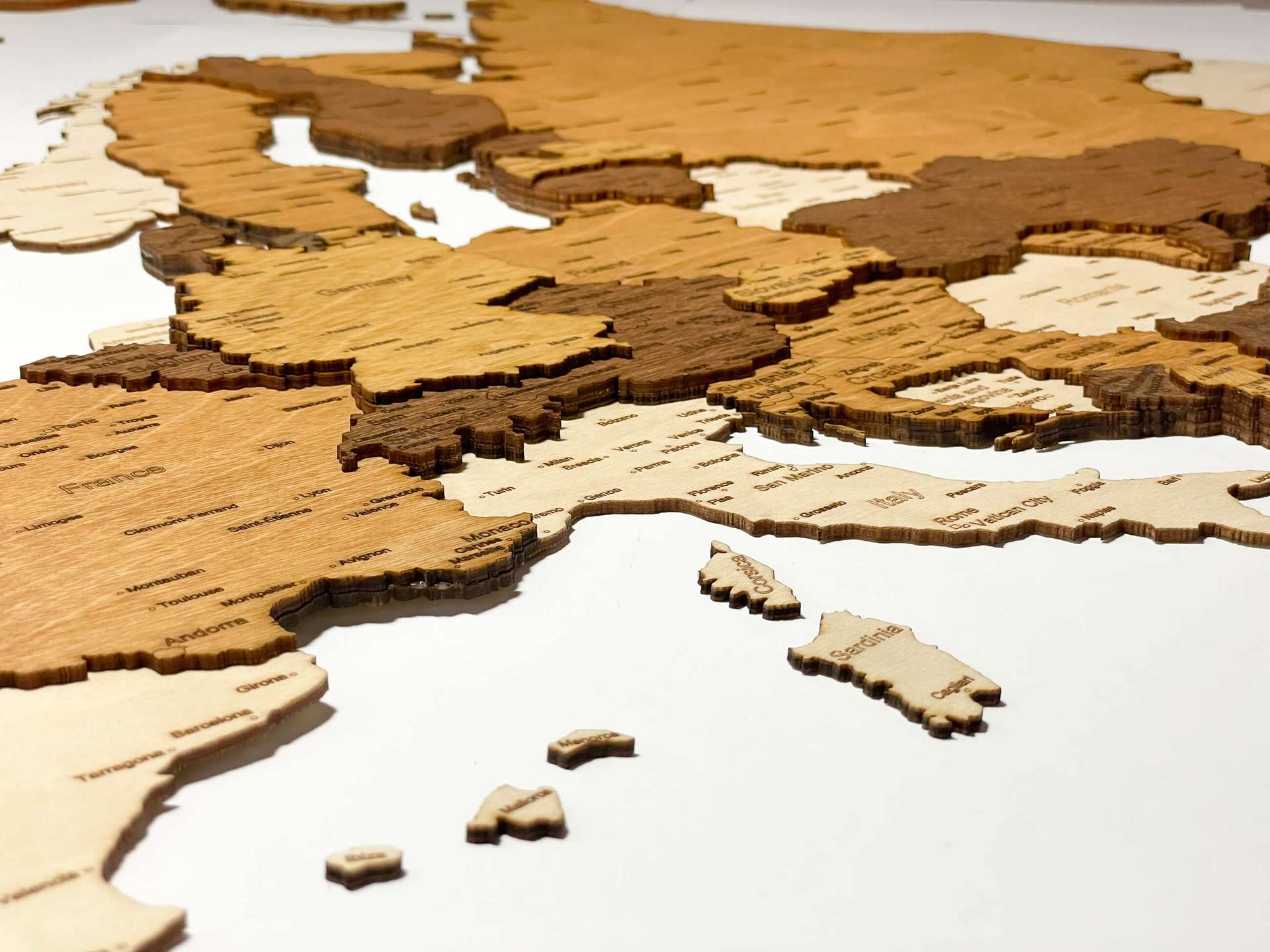 3D Wooden Wall Map of Europe