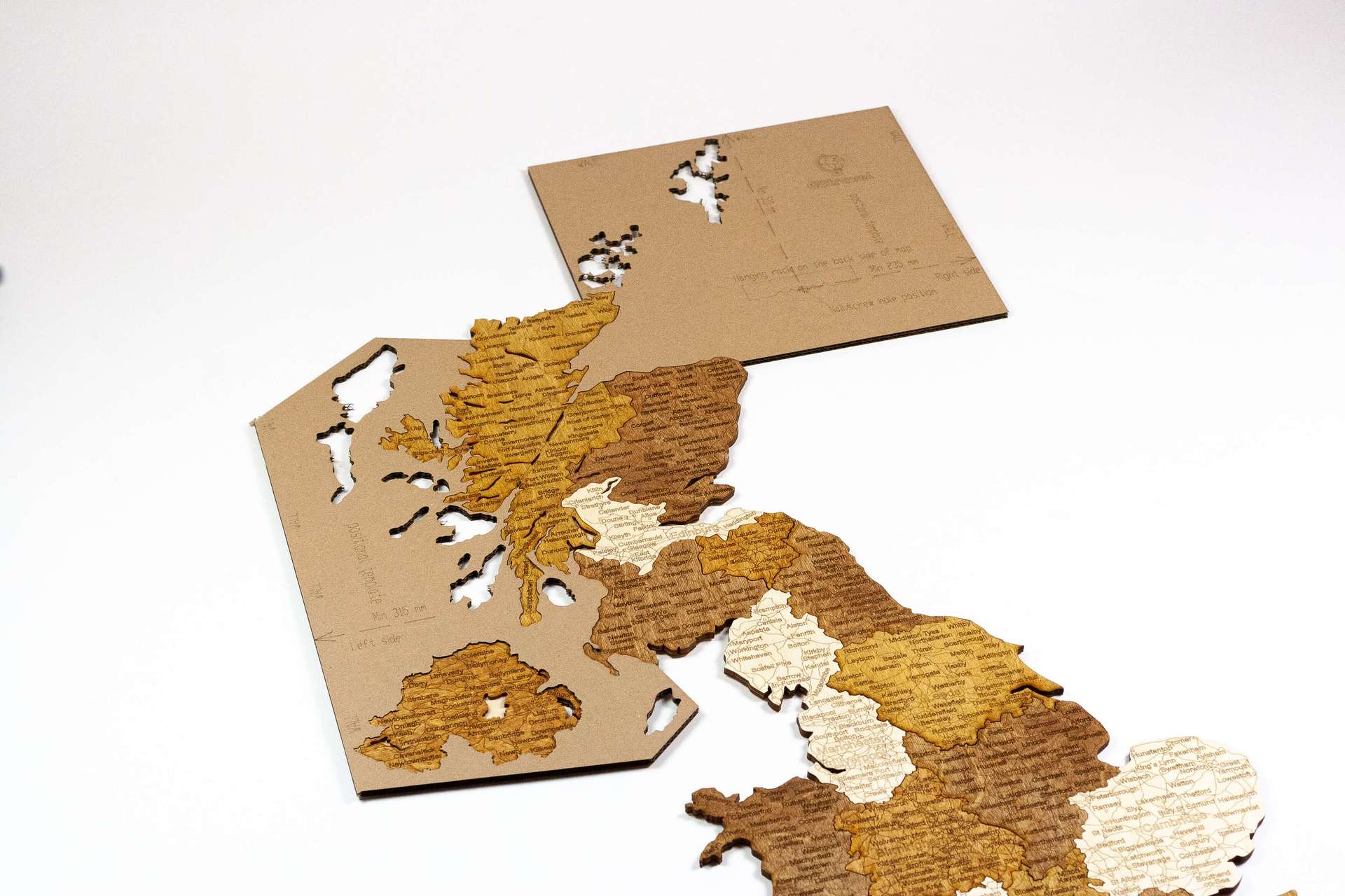 United Kingdom (British Isles + Ireland) Wooden Map