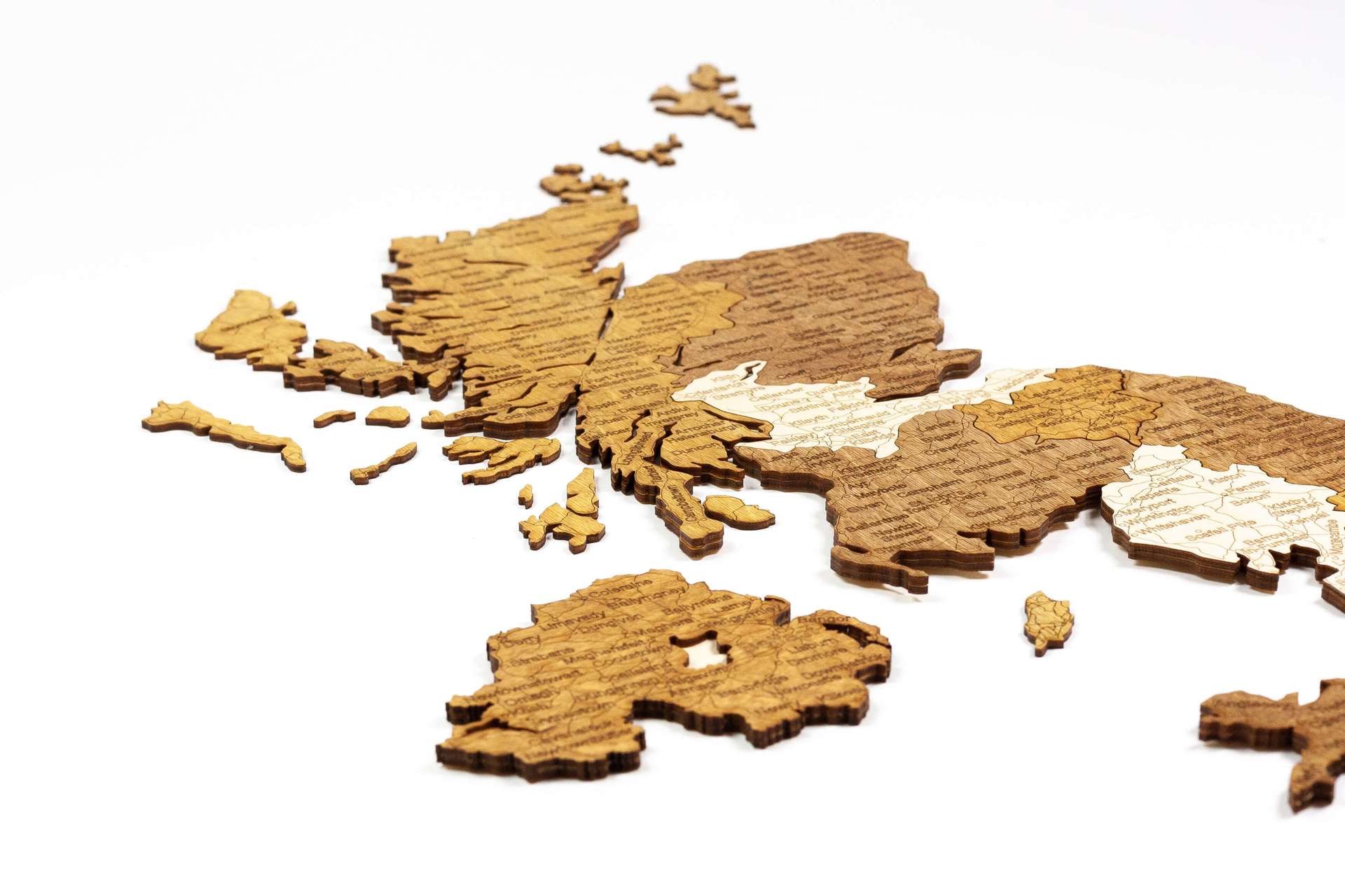 United Kingdom (British Isles + Ireland) Wooden Map