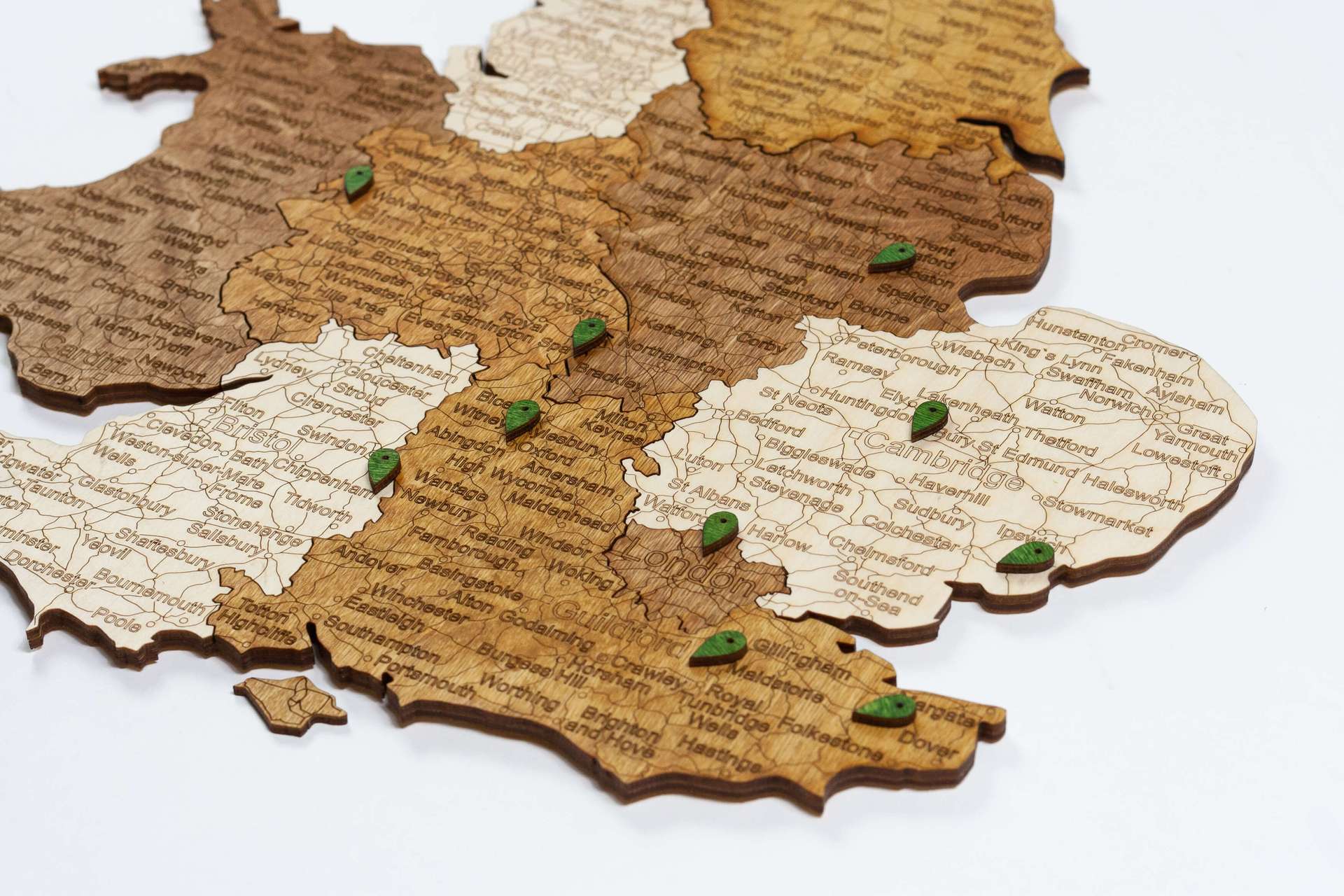 United Kingdom (British Isles + Ireland) Wooden Map