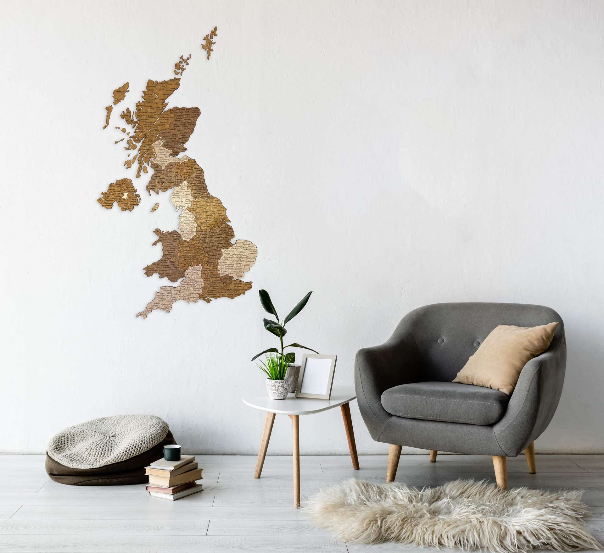 United Kingdom (British Isles + Ireland) Wooden Map