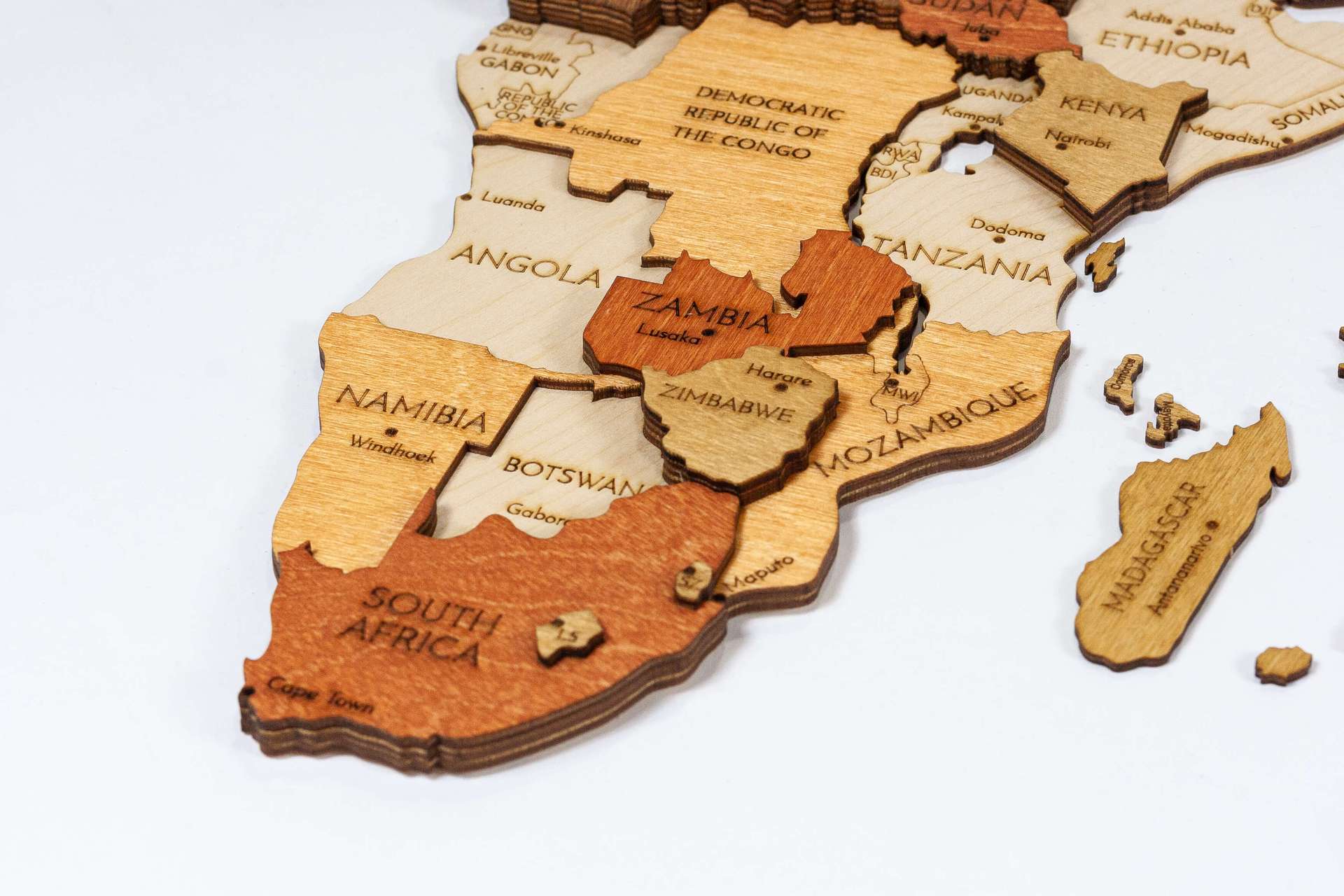 Wooden World Map Wall Decoration