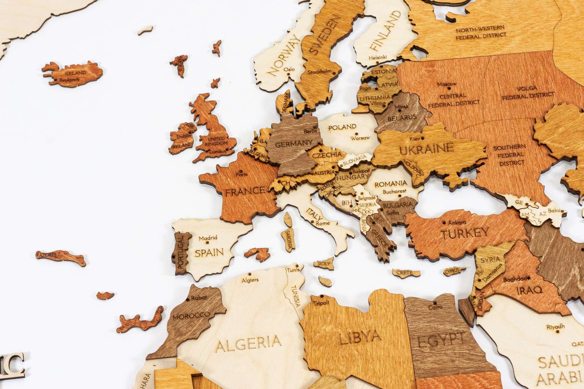 Wooden World Map Wall Decoration