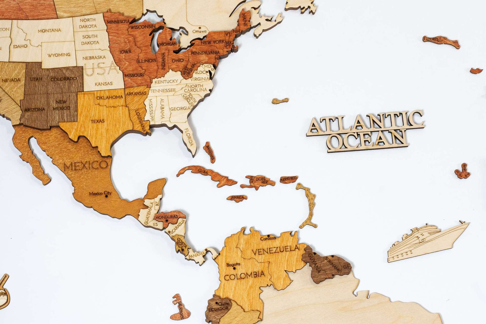 Wooden World Map Wall Decoration