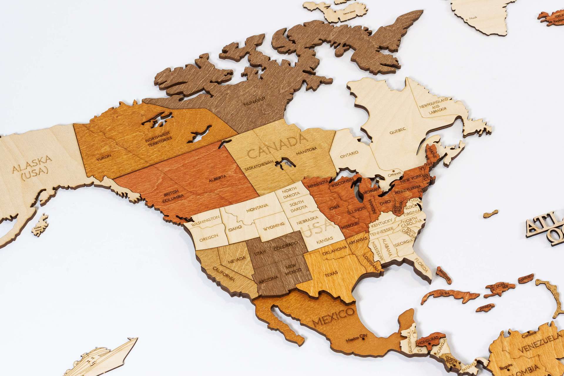 Wooden World Map Wall Decoration