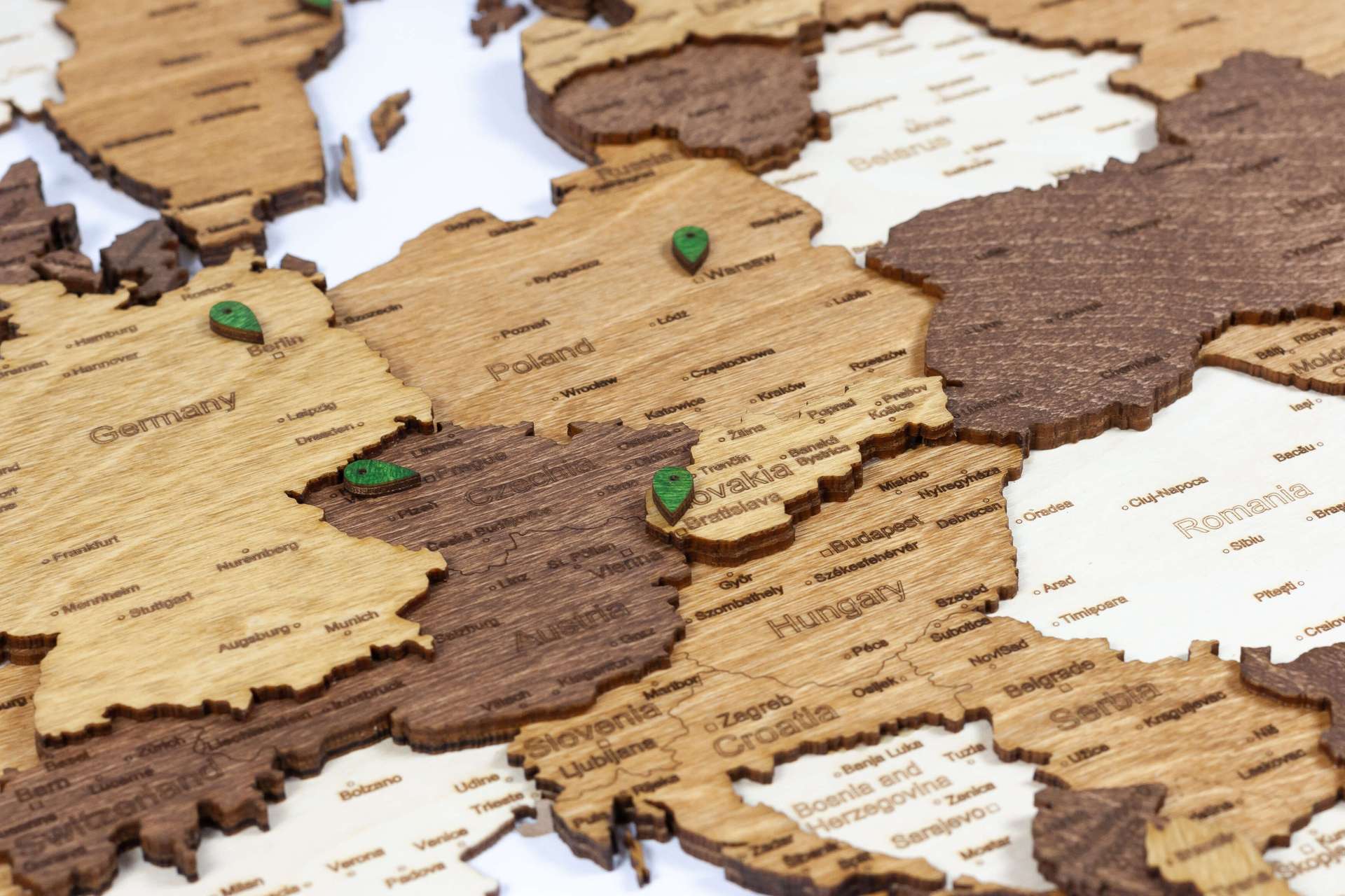 3D Wooden Wall Map of Europe
