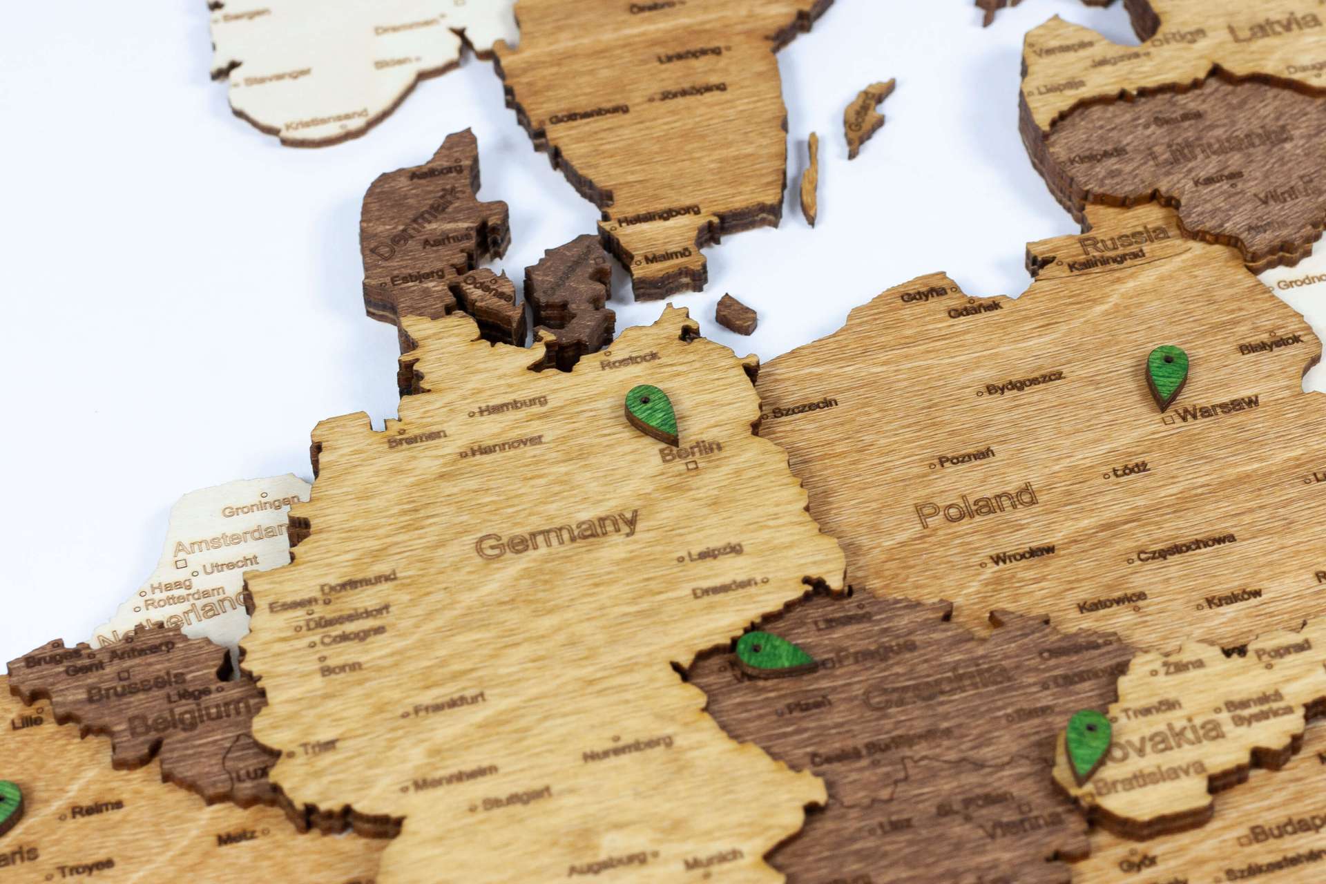 3D Wooden Wall Map of Europe