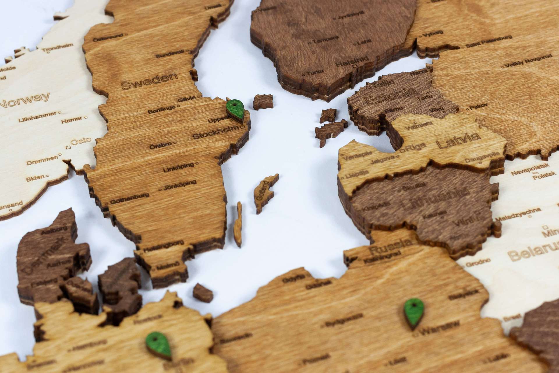3D Wooden Wall Map of Europe