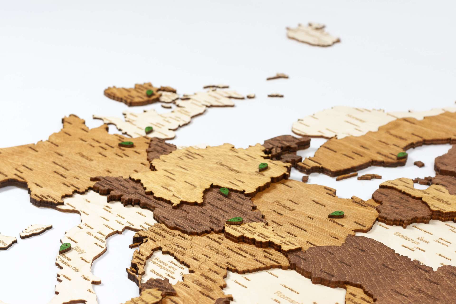 3D Wooden Wall Map of Europe