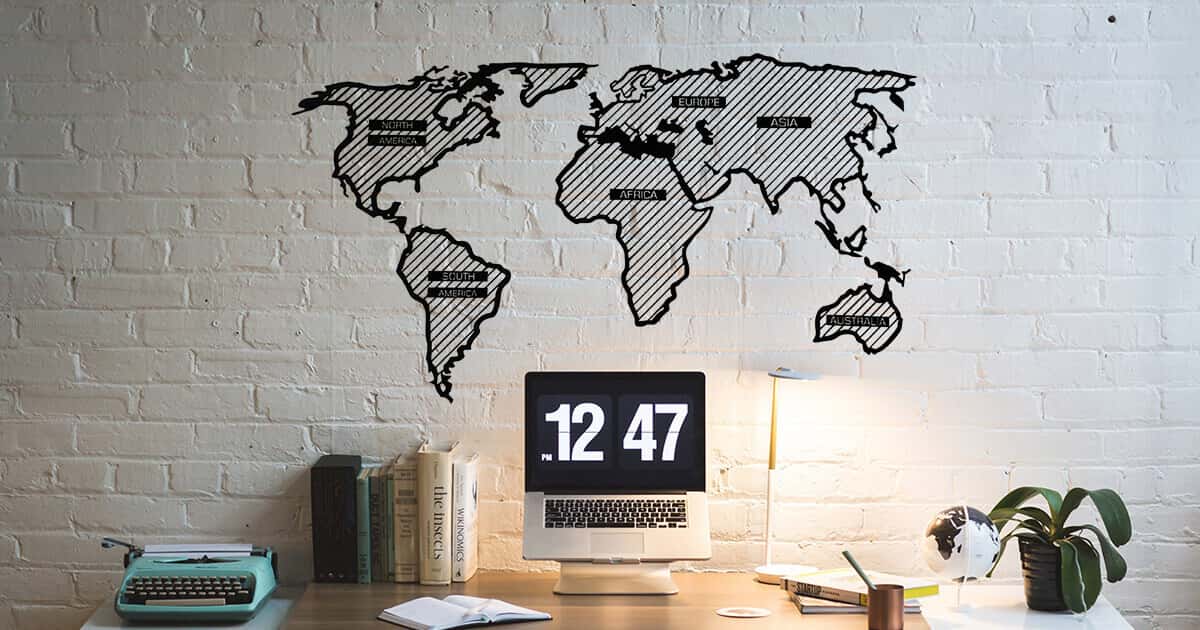 Line Wooden World Map - Minimalistic Wall Decoration