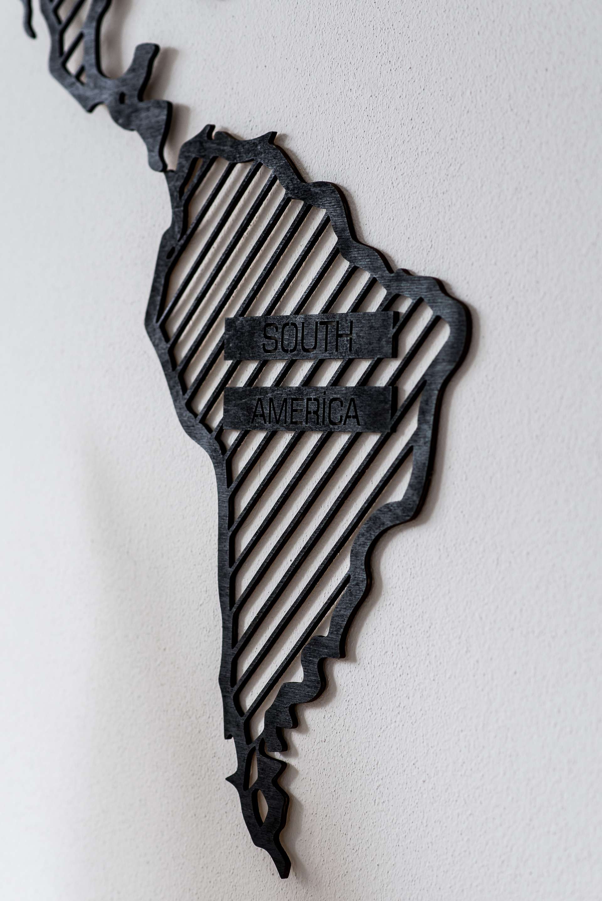 Line Wooden World Map - Minimalistic Wall Decoration