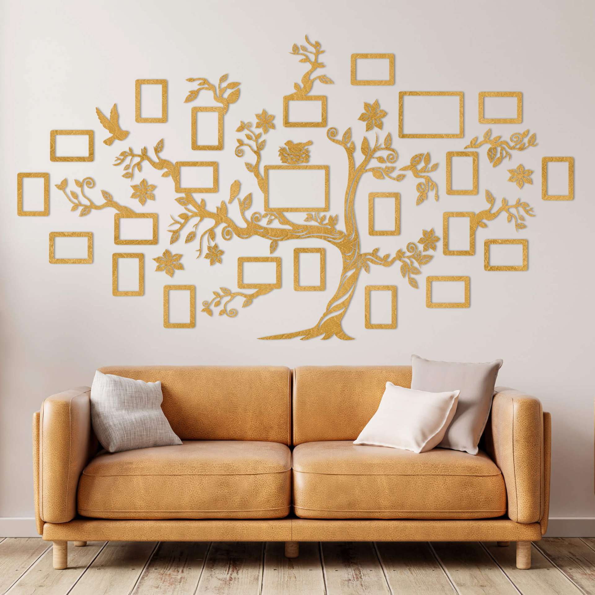 Wooden Family Tree with 23 Picture Frames