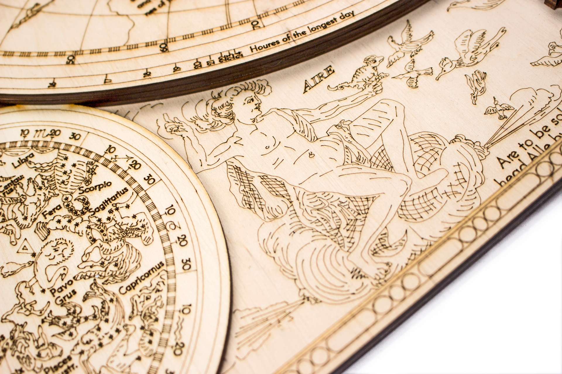 Historical Wooden World Map - 84 x 64 cm Wall Decoration