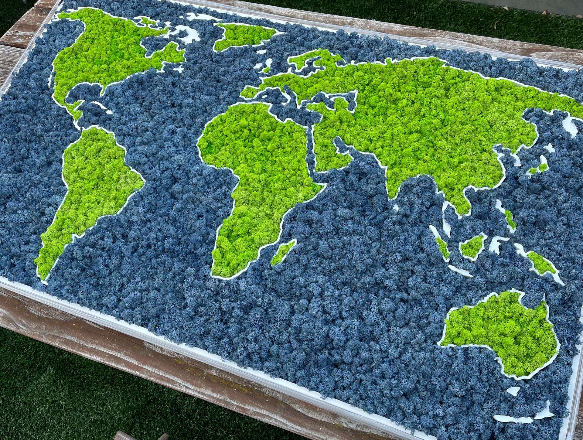 Moss 3D World Map - natural Nordic lichen