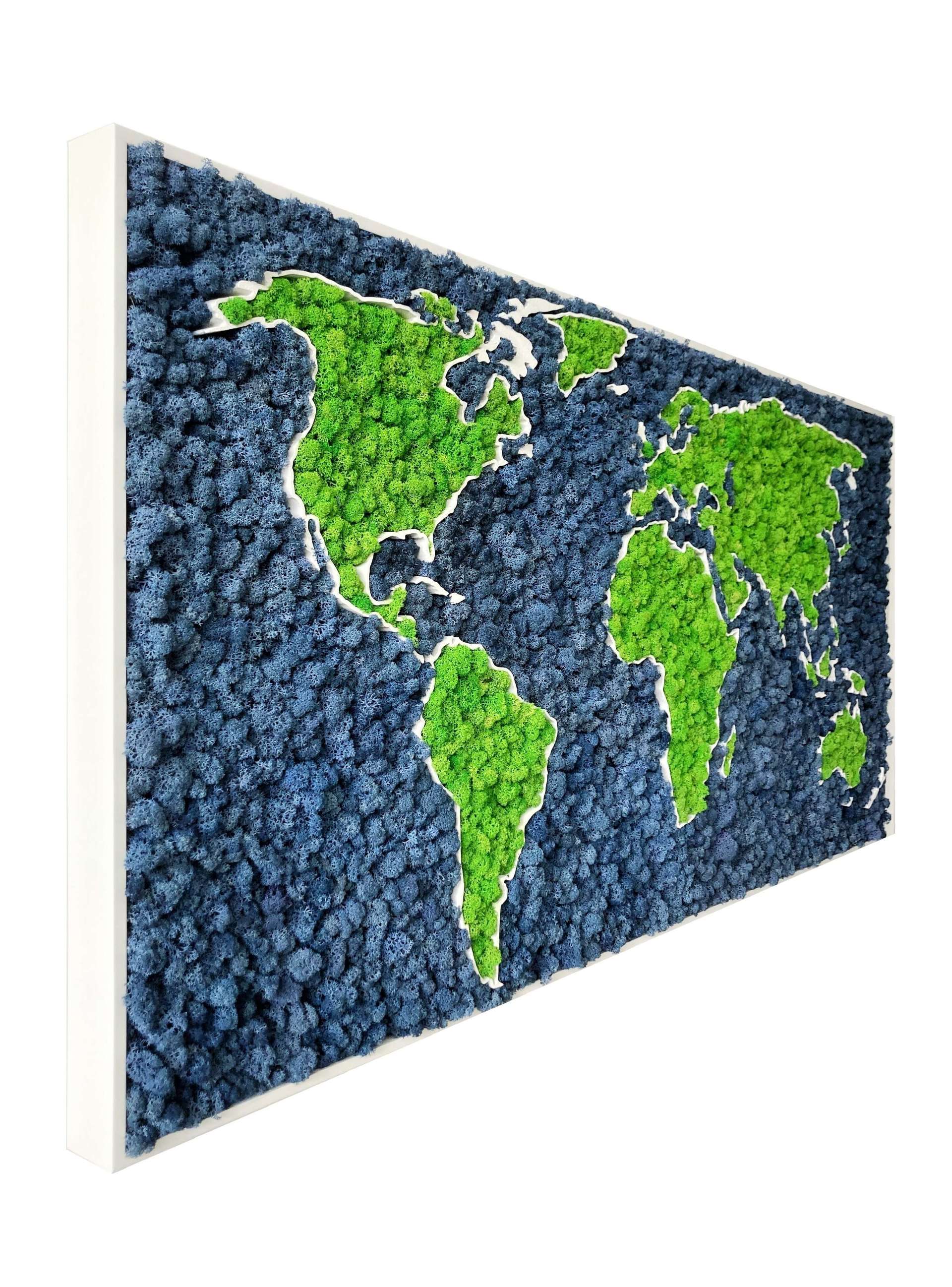 Moss 3D World Map - natural Nordic lichen
