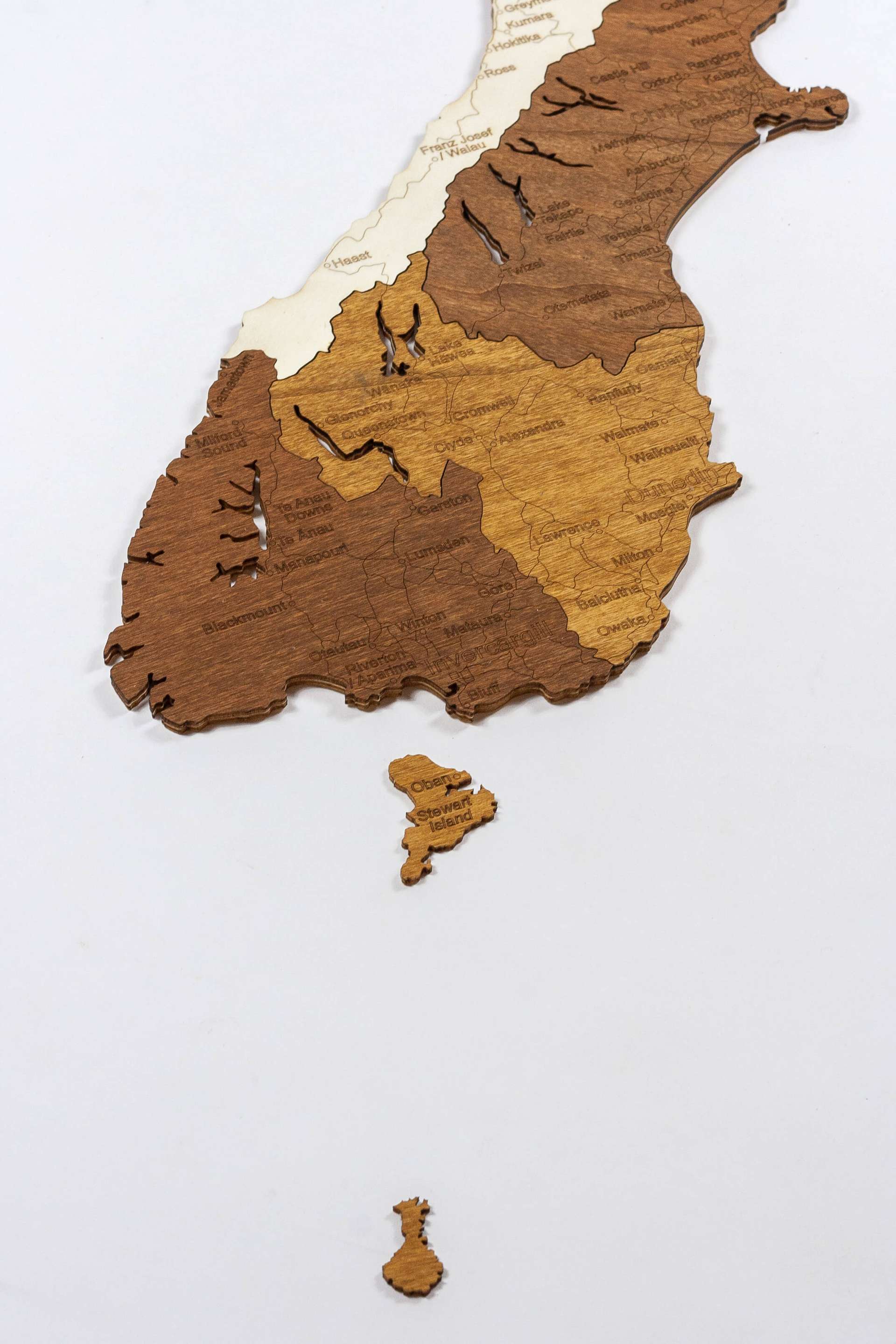 Wooden Map of New Zealand