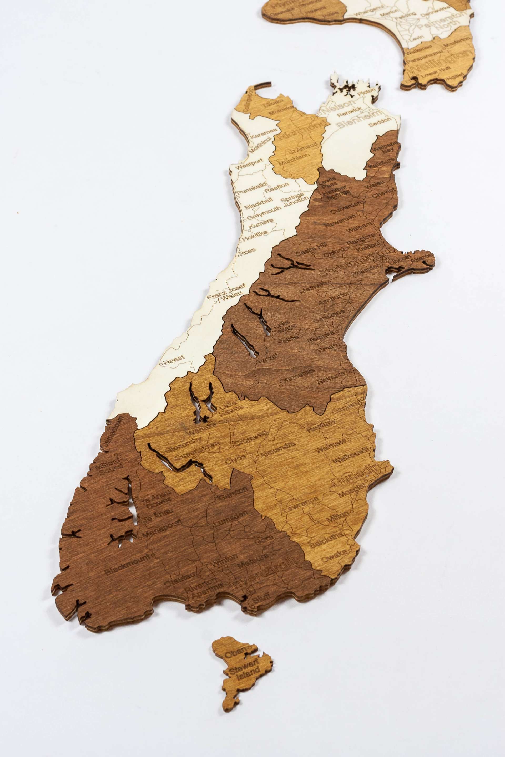 Wooden Map of New Zealand