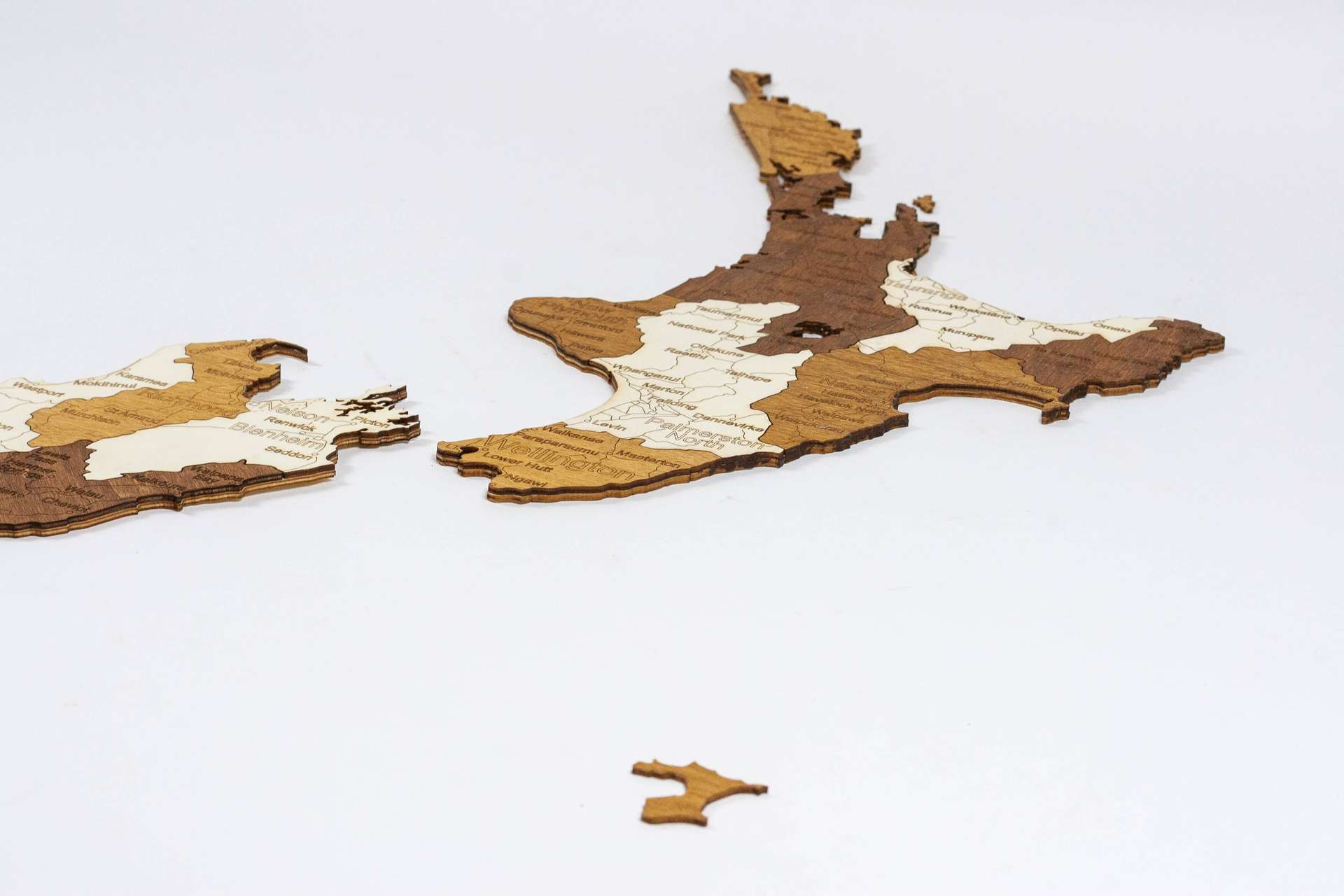 Wooden Map of New Zealand