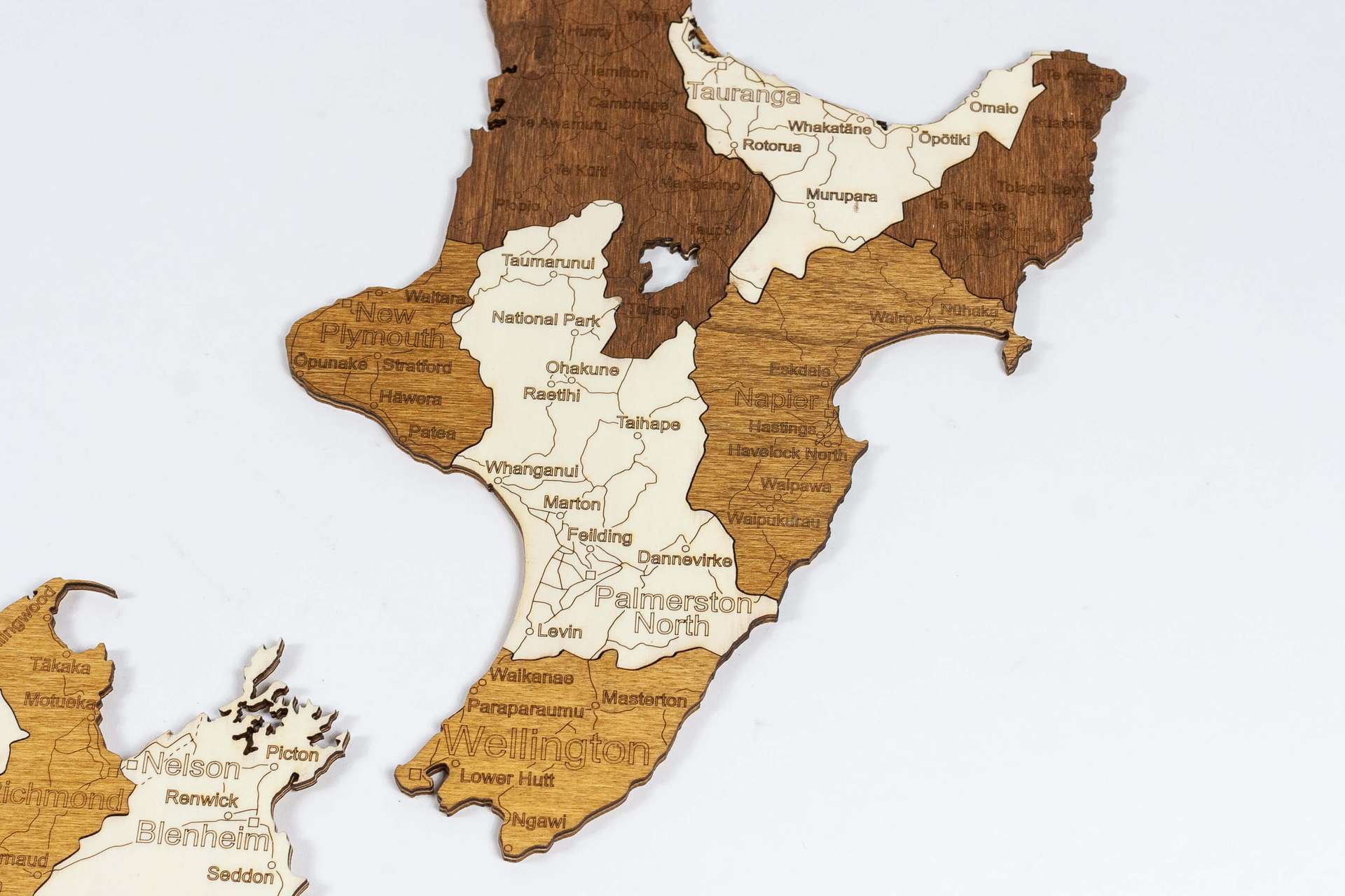 Wooden Map of New Zealand