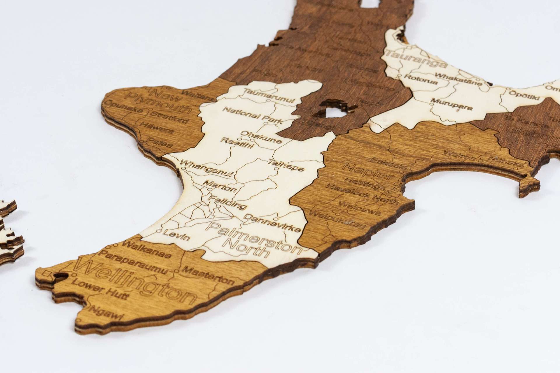 Wooden Map of New Zealand