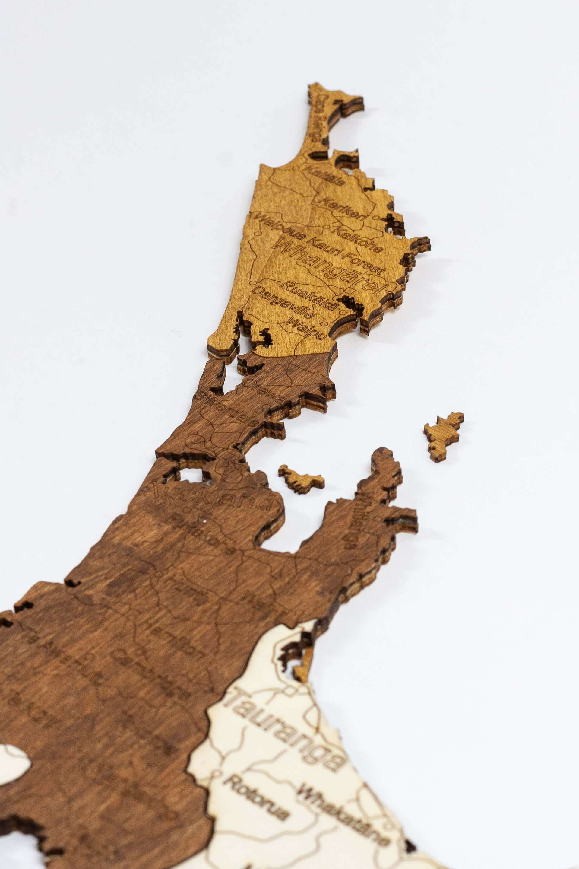 Wooden Map of New Zealand
