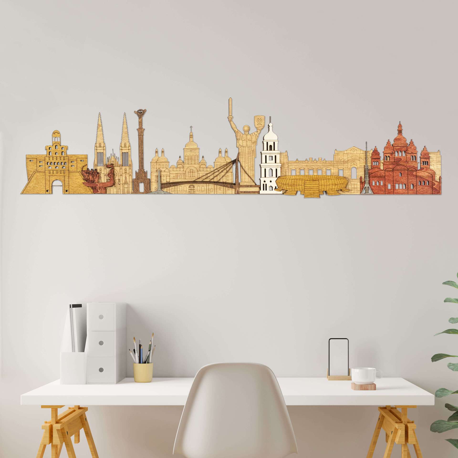 Kyiv Landmarks Wooden Wall Panel