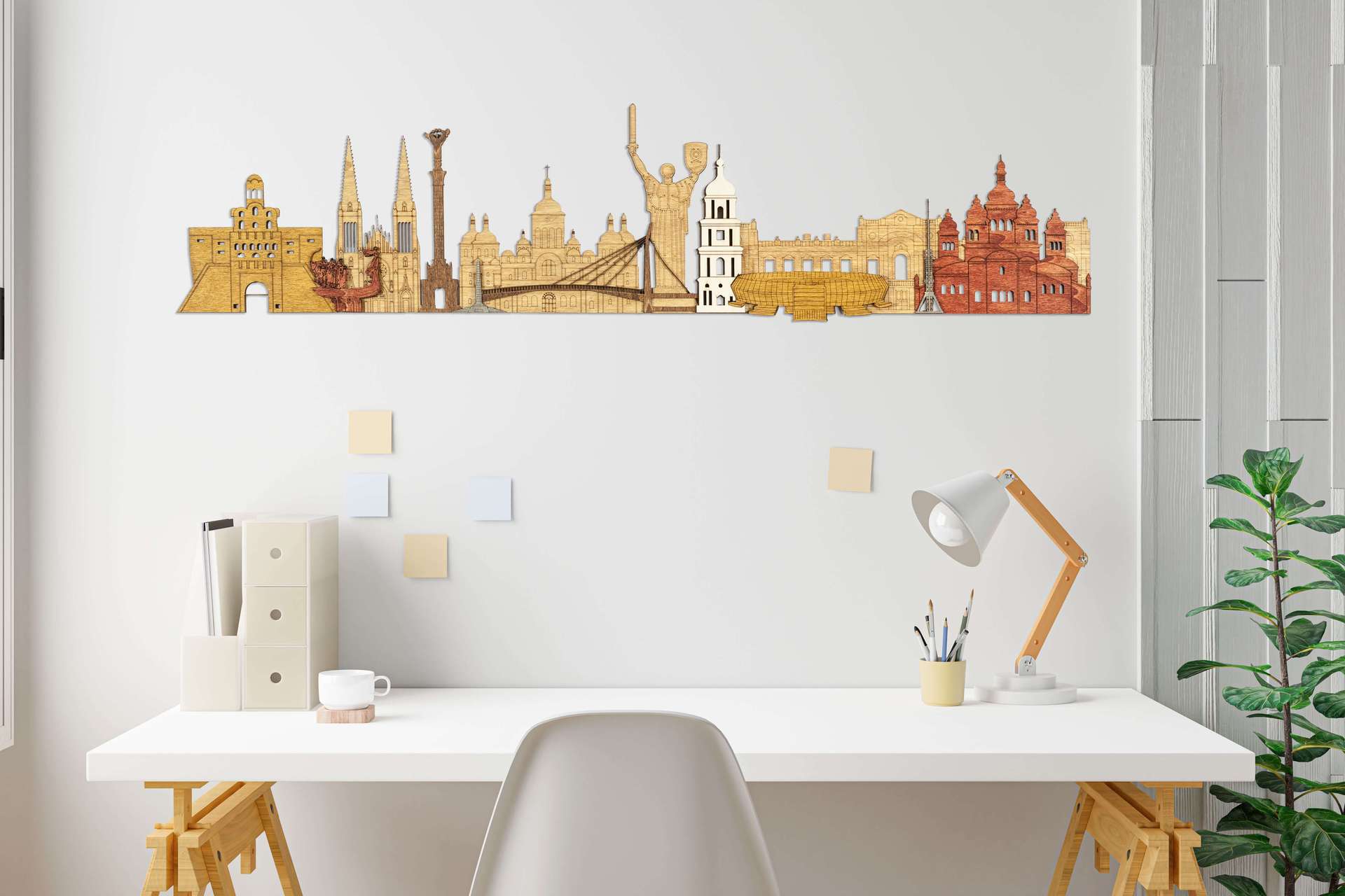 Kyiv Landmarks Wooden Wall Panel