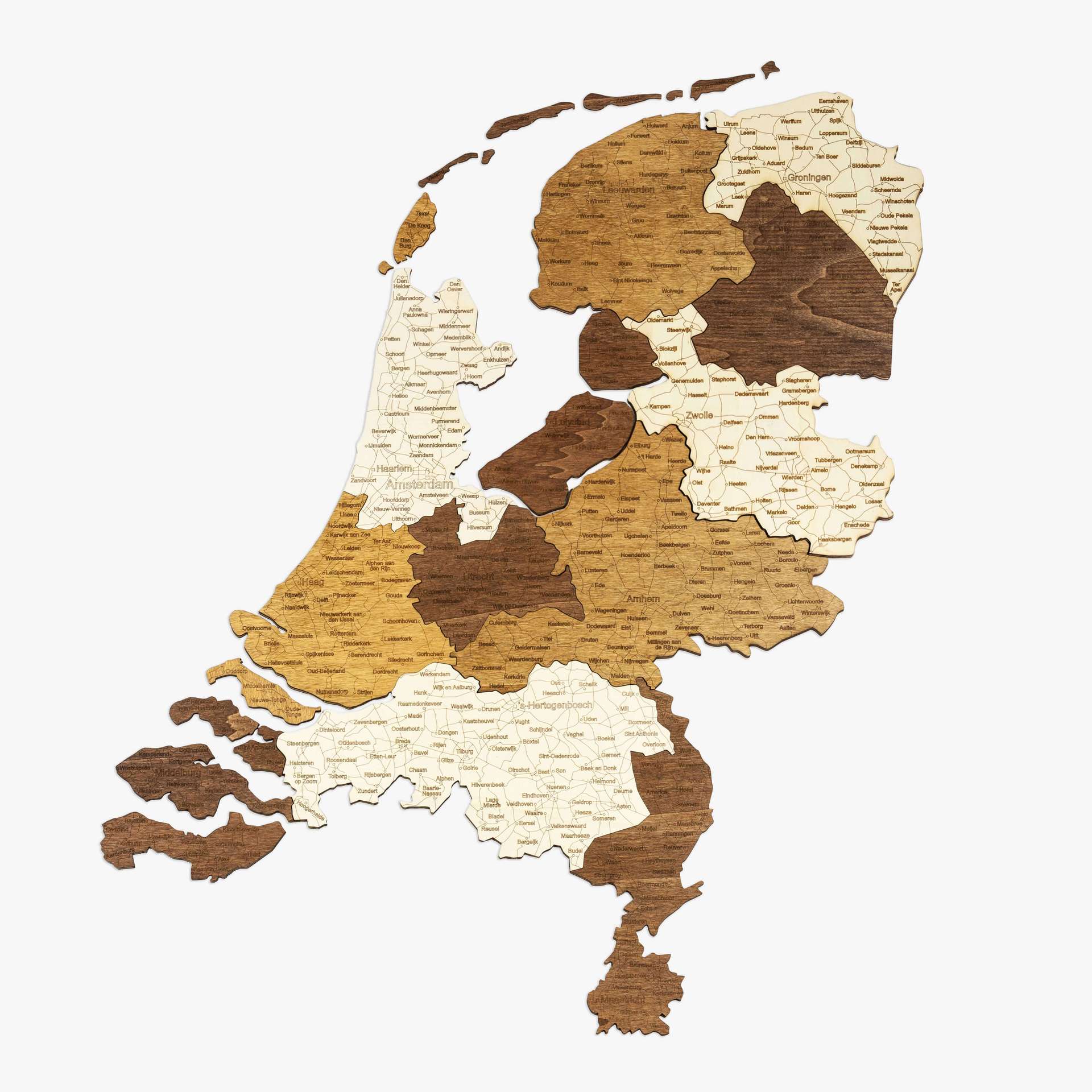 Netherlands Wooden Map