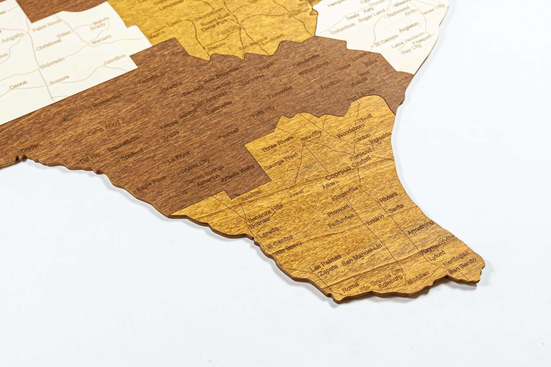 Texas Wooden Map