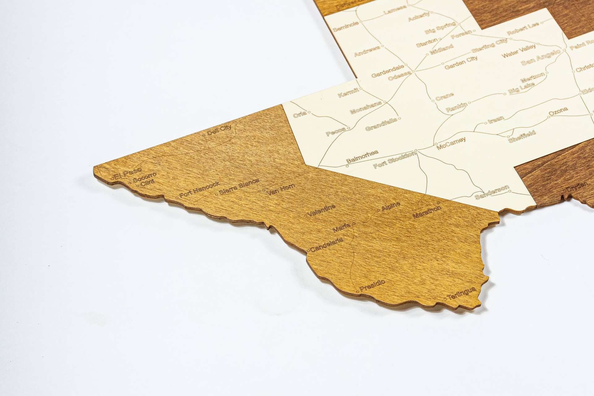 Texas Wooden Map