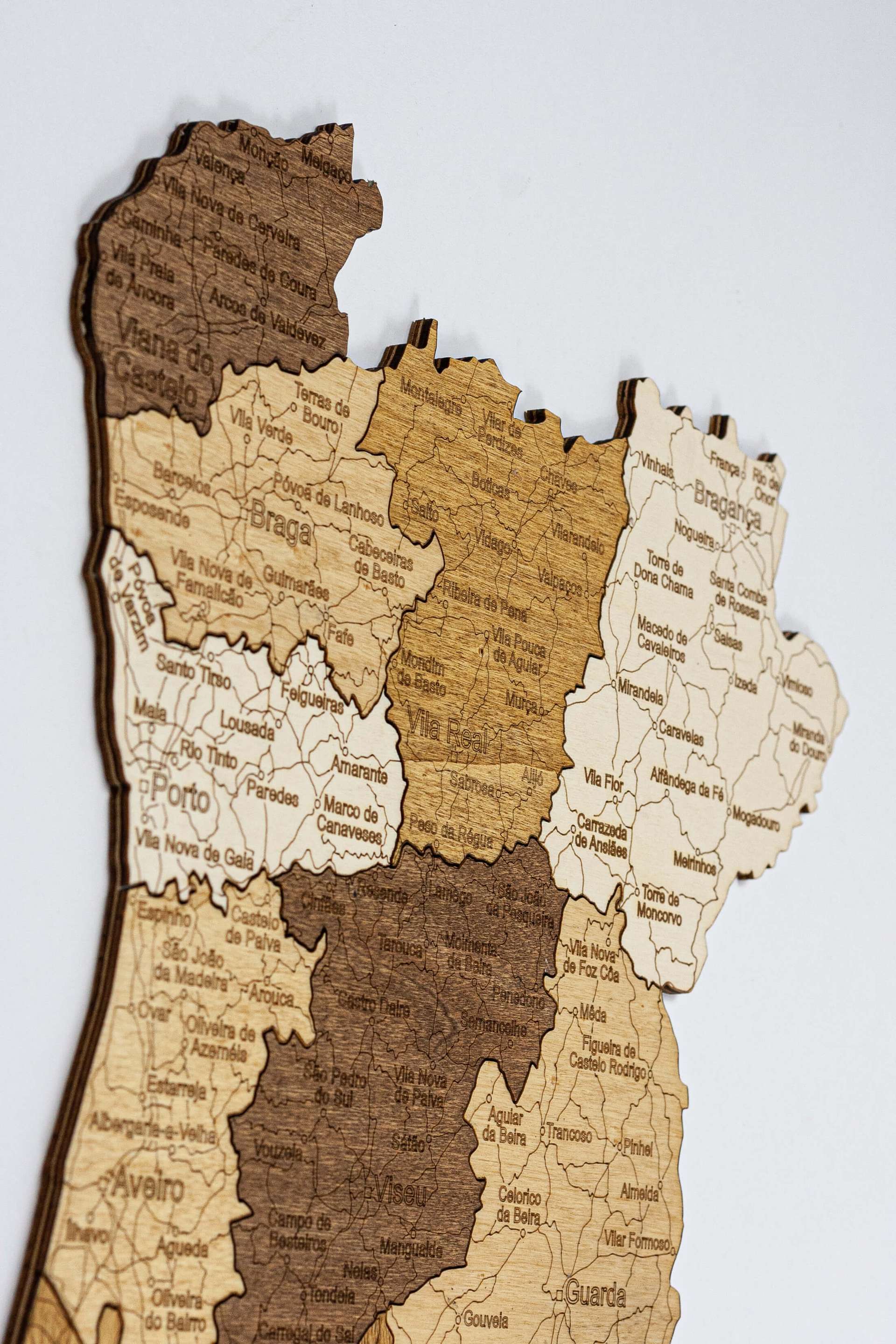 Portugal Wooden Map