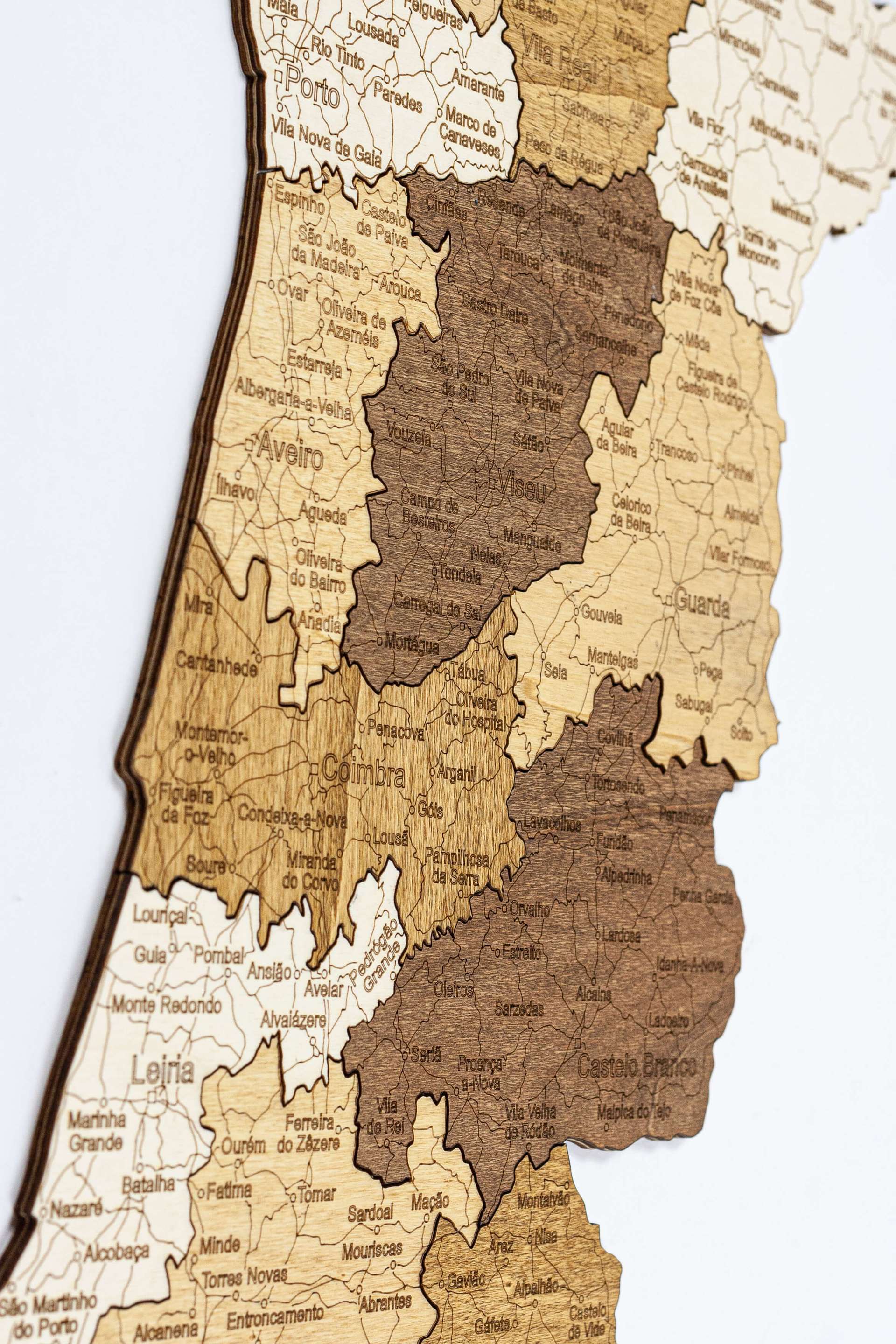 Portugal Wooden Map
